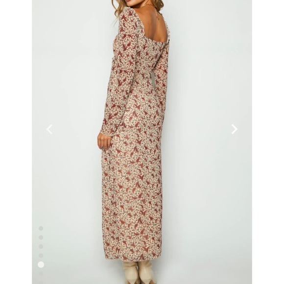 Marea Cream Paisley Print Long Sleeve Maxi Dress - Picture 4 of 4